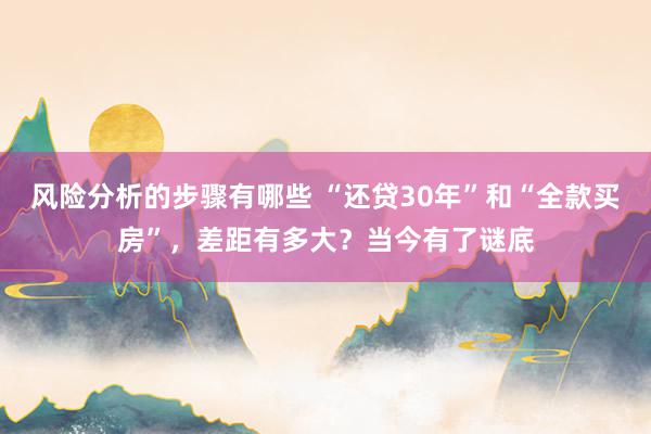 风险分析的步骤有哪些 “还贷30年”和“全款买房”，差距有多大？当今有了谜底