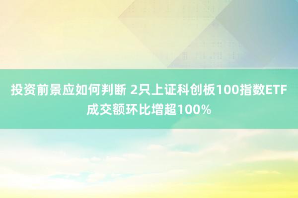 投资前景应如何判断 2只上证科创板100指数ETF成交额环比增超100%