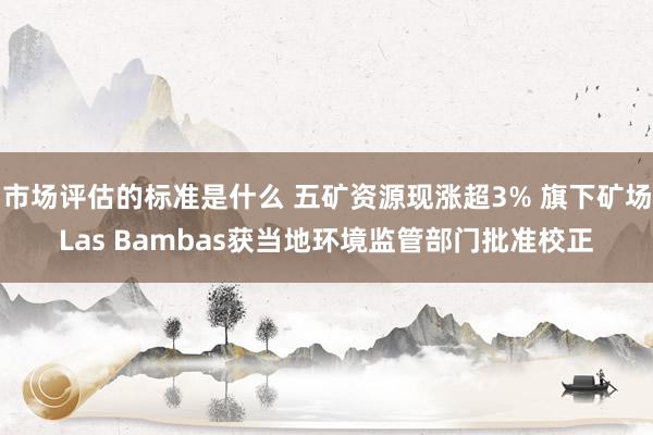 市场评估的标准是什么 五矿资源现涨超3% 旗下矿场Las Bambas获当地环境监管部门批准校正