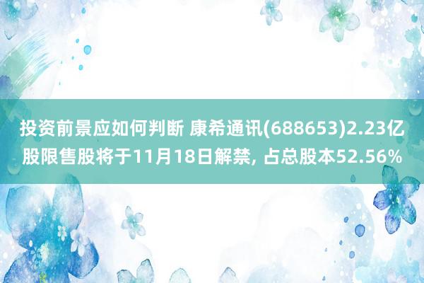 投资前景应如何判断 康希通讯(688653)2.23亿股限售股将于11月18日解禁, 占总股本52.56%