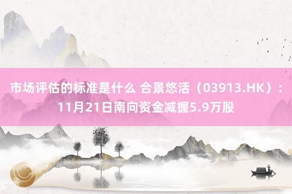 市场评估的标准是什么 合景悠活（03913.HK）：11月21日南向资金减握5.9万股