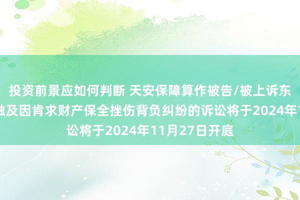 投资前景应如何判断 天安保障算作被告/被上诉东说念主的1起触及因肯求财产保全挫伤背负纠纷的诉讼将于2024年11月27日开庭