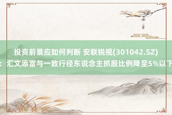 投资前景应如何判断 安联锐视(301042.SZ)：汇文添富与一致行径东说念主抓股比例降至5%以下