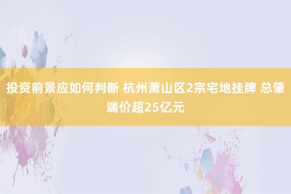 投资前景应如何判断 杭州萧山区2宗宅地挂牌 总肇端价超25亿元