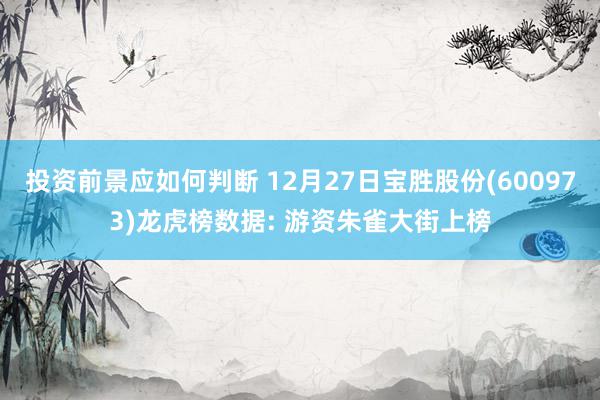 投资前景应如何判断 12月27日宝胜股份(600973)龙虎榜数据: 游资朱雀大街上榜