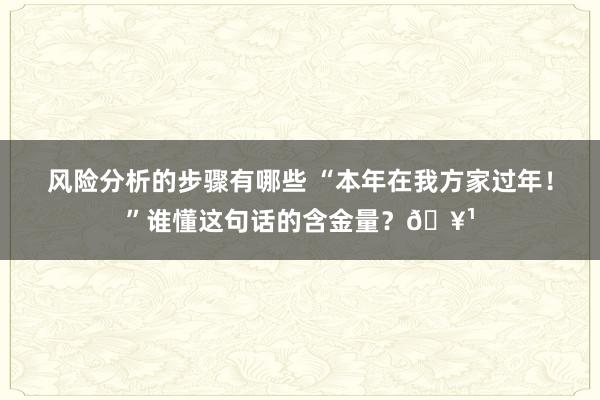 风险分析的步骤有哪些 “本年在我方家过年！”谁懂这句话的含金量？🥹