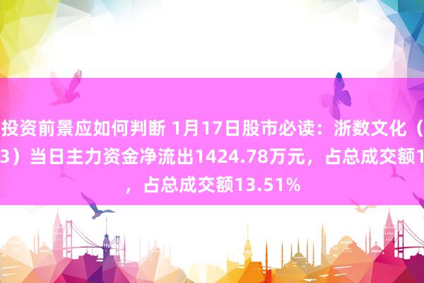 投资前景应如何判断 1月17日股市必读：浙数文化（600633）当日主力资金净流出1424.78万元，占总成交额13.51%