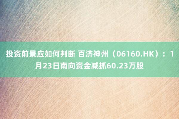 投资前景应如何判断 百济神州（06160.HK）：1月23日南向资金减抓60.23万股