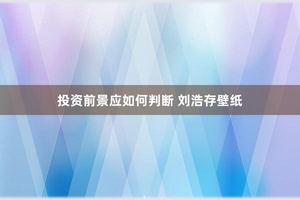 投资前景应如何判断 刘浩存壁纸