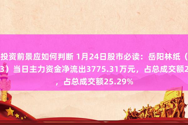 投资前景应如何判断 1月24日股市必读：岳阳林纸（600963）当日主力资金净流出3775.31万元，占总成交额25.29%