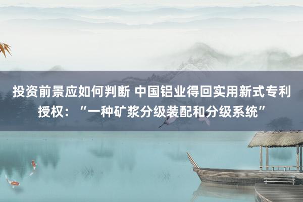 投资前景应如何判断 中国铝业得回实用新式专利授权：“一种矿浆分级装配和分级系统”