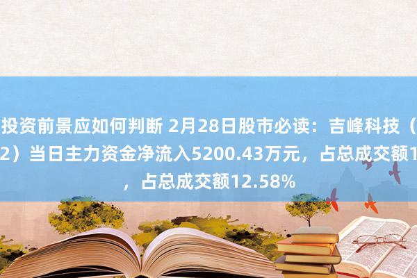 投资前景应如何判断 2月28日股市必读：吉峰科技（300022）当日主力资金净流入5200.43万元，占总成交额12.58%