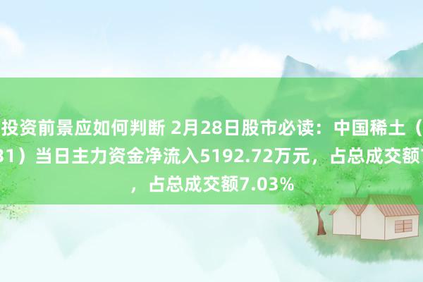 投资前景应如何判断 2月28日股市必读：中国稀土（000831）当日主力资金净流入5192.72万元，占总成交额7.03%