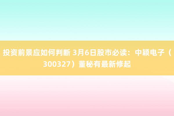 投资前景应如何判断 3月6日股市必读：中颖电子（300327）董秘有最新修起