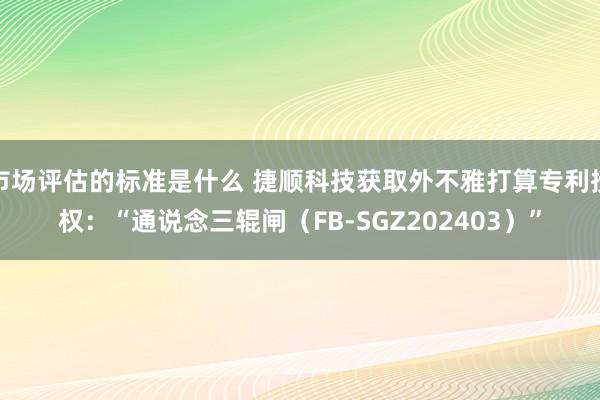 市场评估的标准是什么 捷顺科技获取外不雅打算专利授权：“通说念三辊闸（FB-SGZ202403）”