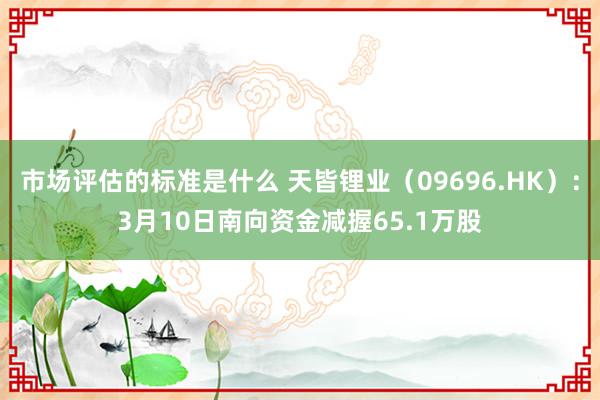 市场评估的标准是什么 天皆锂业（09696.HK）：3月10日南向资金减握65.1万股