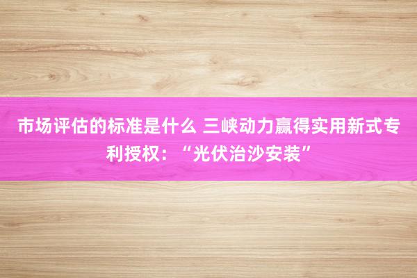 市场评估的标准是什么 三峡动力赢得实用新式专利授权：“光伏治沙安装”