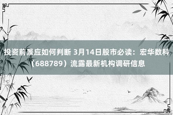 投资前景应如何判断 3月14日股市必读：宏华数科（688789）流露最新机构调研信息